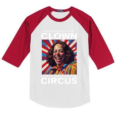 Changing The Clown WonT Change The Circus Kamala Clown Kids Colorblock Raglan Jersey