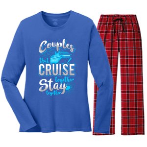 Couples That Cruise Together Stay Together Cruising Vacation Cute Gift Women's Long Sleeve Flannel Pajama Set 