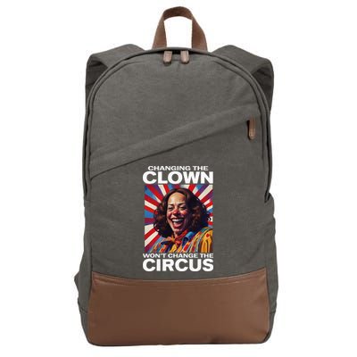 Changing The Clown WonT Change The Circus Kamala Clown Cotton Canvas Backpack