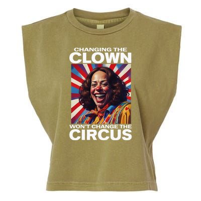 Changing The Clown WonT Change The Circus Kamala Clown Garment-Dyed Women's Muscle Tee