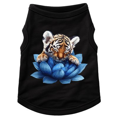 Cute Tiger Cub Blue Lotus Nature Tranquility Doggie Tank