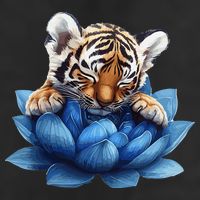 Cute Tiger Cub Blue Lotus Nature Tranquility 11oz C Handle Ceramic Mug