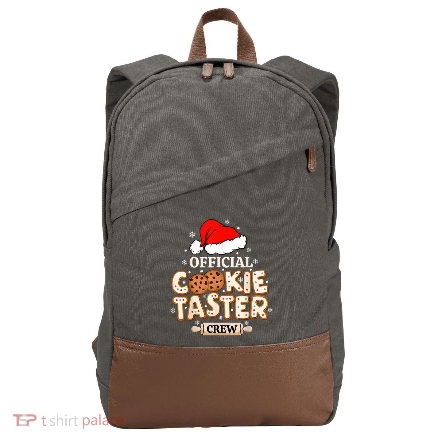 Cookie Taster Crew Funny Christmas Baking Team Cotton Canvas Backpack