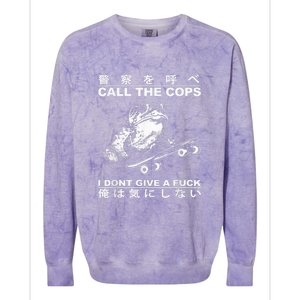 Call The Cops I DonT Give A Fuck Toad Japanese Colorblast Crewneck Sweatshirt