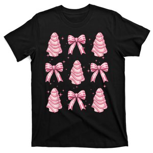 Christmas Tree Cake Sweet Girly Cute Coquette Pin.K Bows Xmas Gift T-Shirt