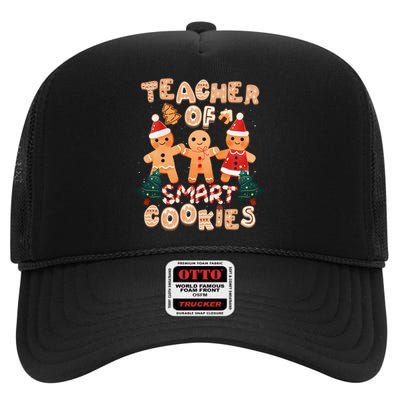 Christmas Teacher Cute Gingerbread Cookies Funny Holiday High Crown Mesh Back Trucker Hat