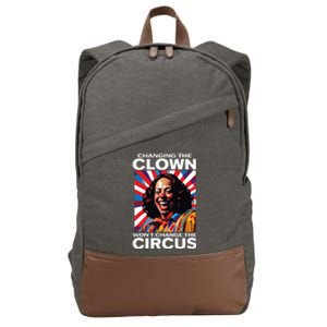 Changing The Clown Wont Change The Circus Kamala Clown Cotton Canvas Backpack