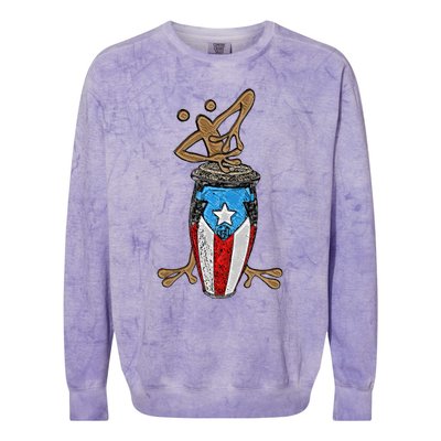 Coqui Taino Conga Boricua Puerto Rican Flag Gift Colorblast Crewneck Sweatshirt