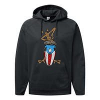 Coqui Taino Conga Boricua Puerto Rican Flag Gift Performance Fleece Hoodie