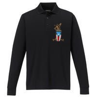 Coqui Taino Conga Boricua Puerto Rican Flag Gift Performance Long Sleeve Polo