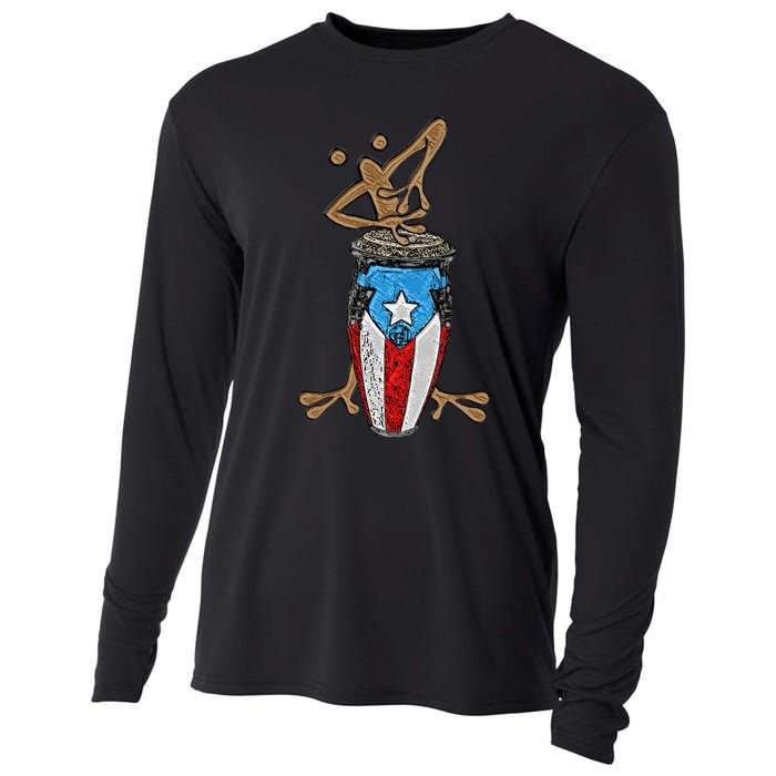 Coqui Taino Conga Boricua Puerto Rican Flag Gift Cooling Performance Long Sleeve Crew