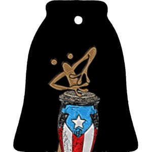 Coqui Taino Conga Boricua Puerto Rican Flag Gift Ceramic Bell Ornament