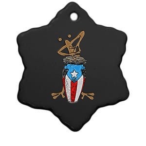 Coqui Taino Conga Boricua Puerto Rican Flag Gift Ceramic Star Ornament