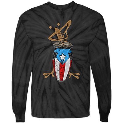 Coqui Taino Conga Boricua Puerto Rican Flag Gift Tie-Dye Long Sleeve Shirt