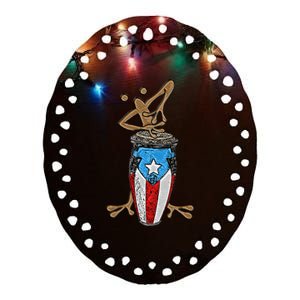 Coqui Taino Conga Boricua Puerto Rican Flag Gift Ceramic Oval Ornament