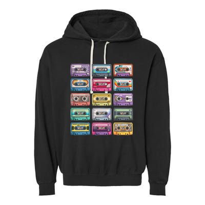 Cassette Tapes Collection 80S 90S Music Mixtape Garment-Dyed Fleece Hoodie