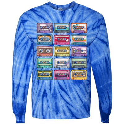 Cassette Tapes Collection 80S 90S Music Mixtape Tie-Dye Long Sleeve Shirt