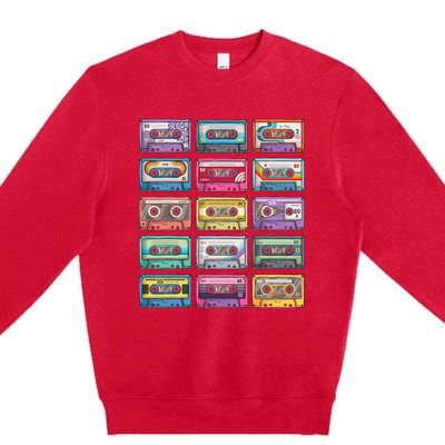 Cassette Tapes Collection 80S 90S Music Mixtape Premium Crewneck Sweatshirt