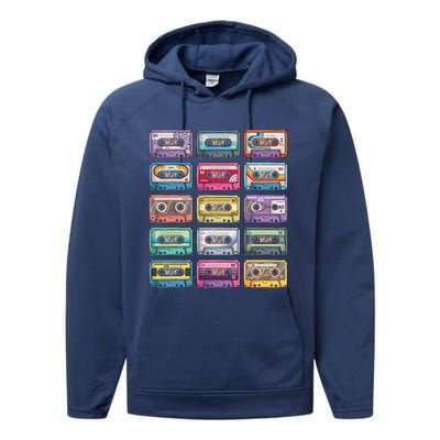 Cassette Tapes Collection 80S 90S Music Mixtape Performance Fleece Hoodie