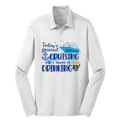 Cruising Together Cruising With A Chance Of Drinking Girl Trip Girl Weekend Silk Touch Performance Long Sleeve Polo