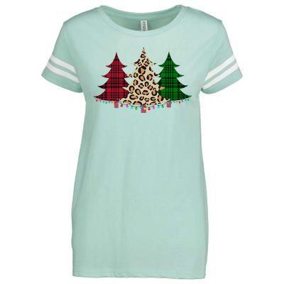 Christmas Tree Cheetah Plaid Enza Ladies Jersey Football T-Shirt