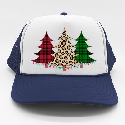 Christmas Tree Cheetah Plaid Trucker Hat