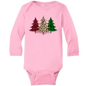 Christmas Tree Cheetah Plaid Baby Long Sleeve Bodysuit