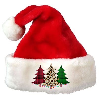 Christmas Tree Cheetah Plaid Premium Christmas Santa Hat