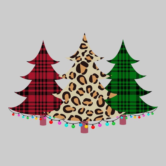 Christmas Tree Cheetah Plaid Tie-Dye T-Shirt