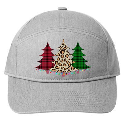 Christmas Tree Cheetah Plaid 7-Panel Snapback Hat