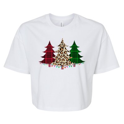 Christmas Tree Cheetah Plaid Bella+Canvas Jersey Crop Tee