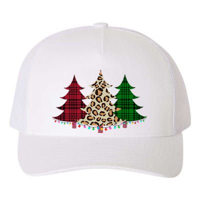 Christmas Tree Cheetah Plaid Yupoong Adult 5-Panel Trucker Hat