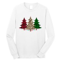 Christmas Tree Cheetah Plaid Long Sleeve Shirt