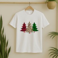 Christmas Tree Cheetah Plaid T-Shirt