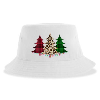Christmas Tree Cheetah Plaid Sustainable Bucket Hat