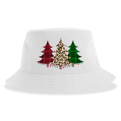 Christmas Tree Cheetah Plaid Sustainable Bucket Hat