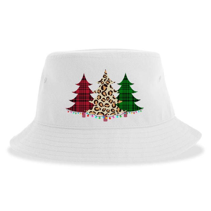 Christmas Tree Cheetah Plaid Sustainable Bucket Hat