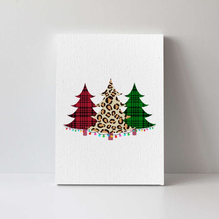 Christmas Tree Cheetah Plaid Canvas