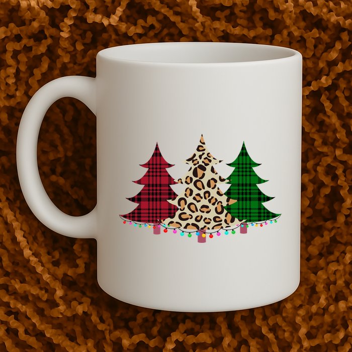 Christmas Tree Cheetah Plaid Mug