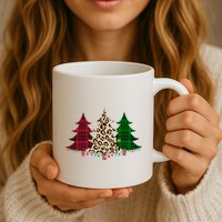 Christmas Tree Cheetah Plaid Mug