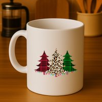 Christmas Tree Cheetah Plaid Mug