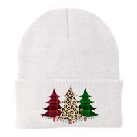 Christmas Tree Cheetah Plaid Knit Cap Winter Beanie