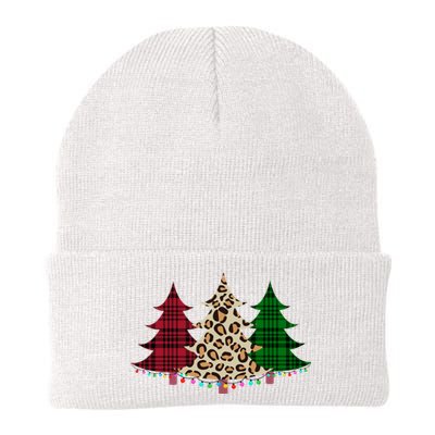 Christmas Tree Cheetah Plaid Knit Cap Winter Beanie