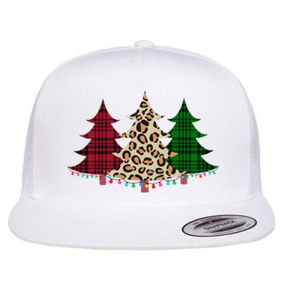 Christmas Tree Cheetah Plaid Flat Bill Trucker Hat