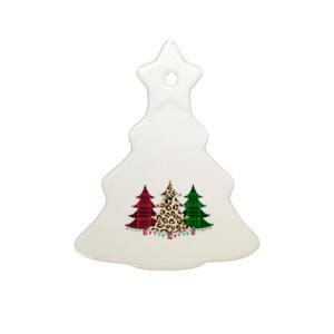 Christmas Tree Cheetah Plaid Ceramic Tree Ornament