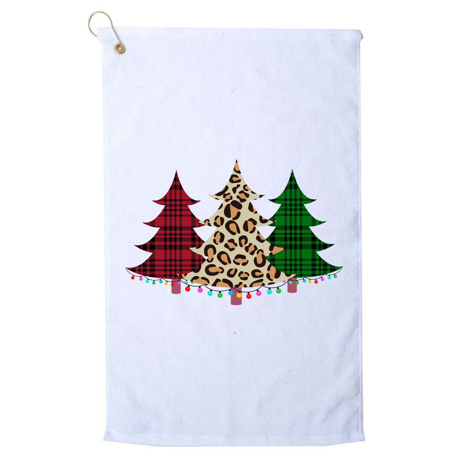 Christmas Tree Cheetah Plaid Golf Towel