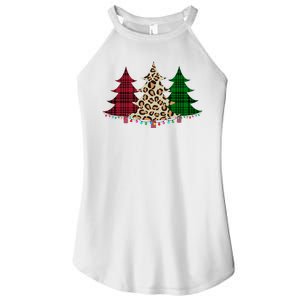 Christmas Tree Cheetah Plaid Women's Perfect Tri Rocker Tank