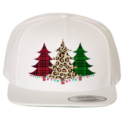 Christmas Tree Cheetah Plaid Wool Snapback Cap