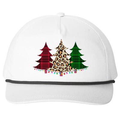 Christmas Tree Cheetah Plaid Snapback Five-Panel Rope Hat