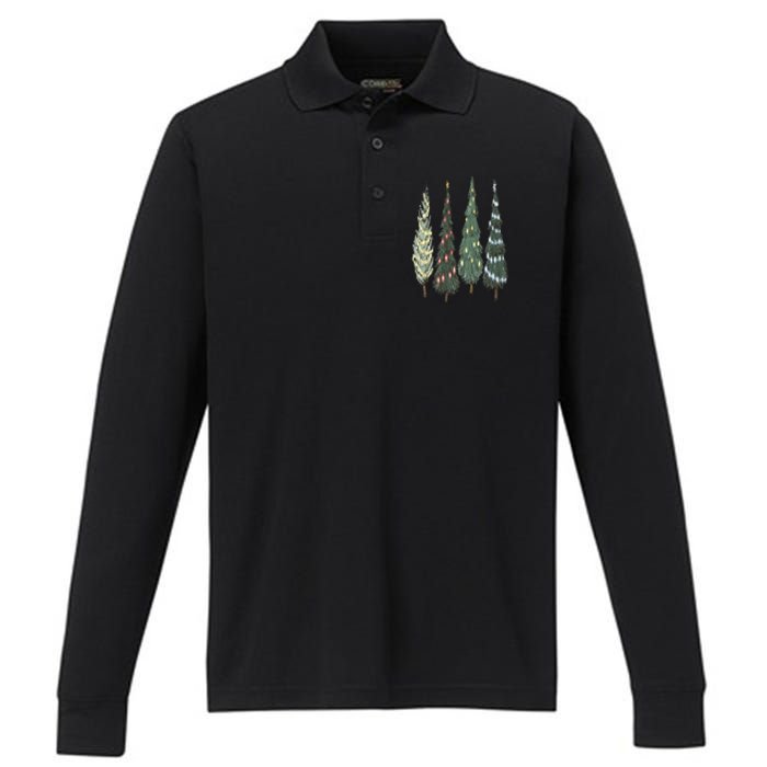 Christmas Tree Christmas for family pajamas Performance Long Sleeve Polo